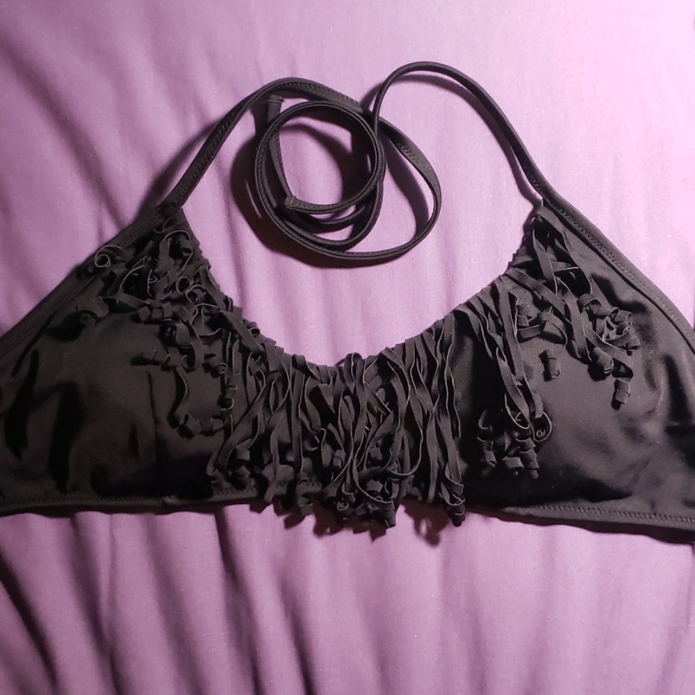 Victoria's Secret Black Fringe Swim Top